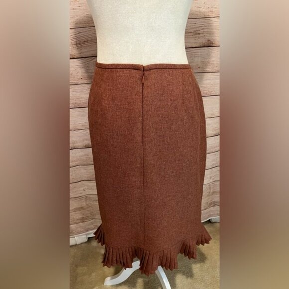 Le Suit size 16 rust tweed pleated around hemline skirt suit Fall - Picture 6 of 13